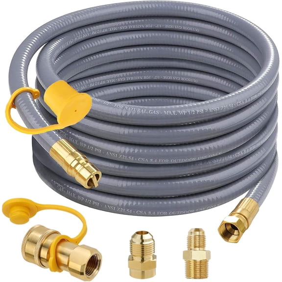 36 Ft 1/2-Inch ID Natural Gas Hose with Quick Connect Fitting for weber, charbroi, Grill, Pizza Oven, Patio Heater and More NG Appliance, Propane to Natural Gas Conversion Kit - CSA Certified