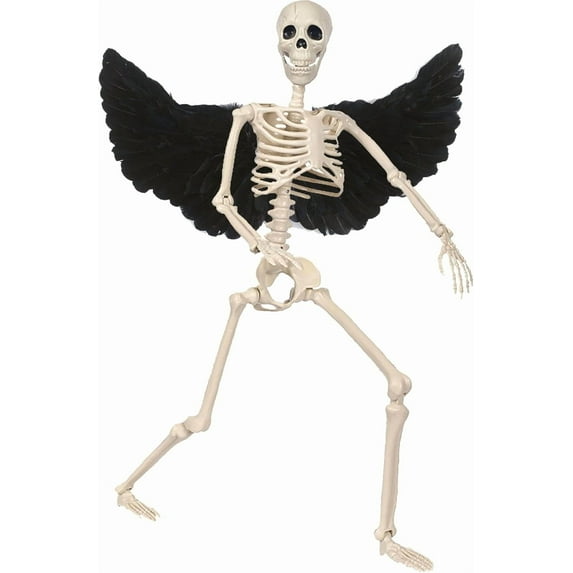 36" Full Body Skeleton Decoration,Halloween Posable Skeleton with Wings, Posable Joints Gothic Skeletons Decoration Outdoor Indoor Yard Patio Haunted House Decor,Spooky Party Props Decor