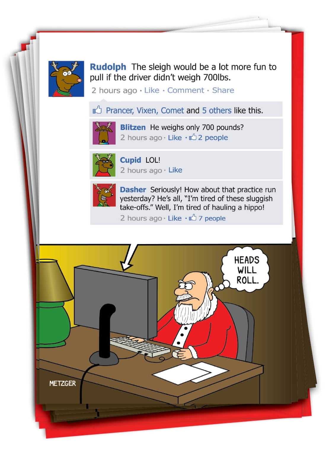 NobleWorks - 12 Merry Christmas Cards Funny - Boxed Set Of Cartoon - View #4