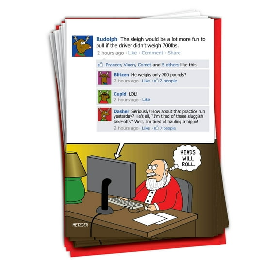 36 Funny Christmas Cards Bulk (1 Design, 36 Cards) - Heads Will Roll