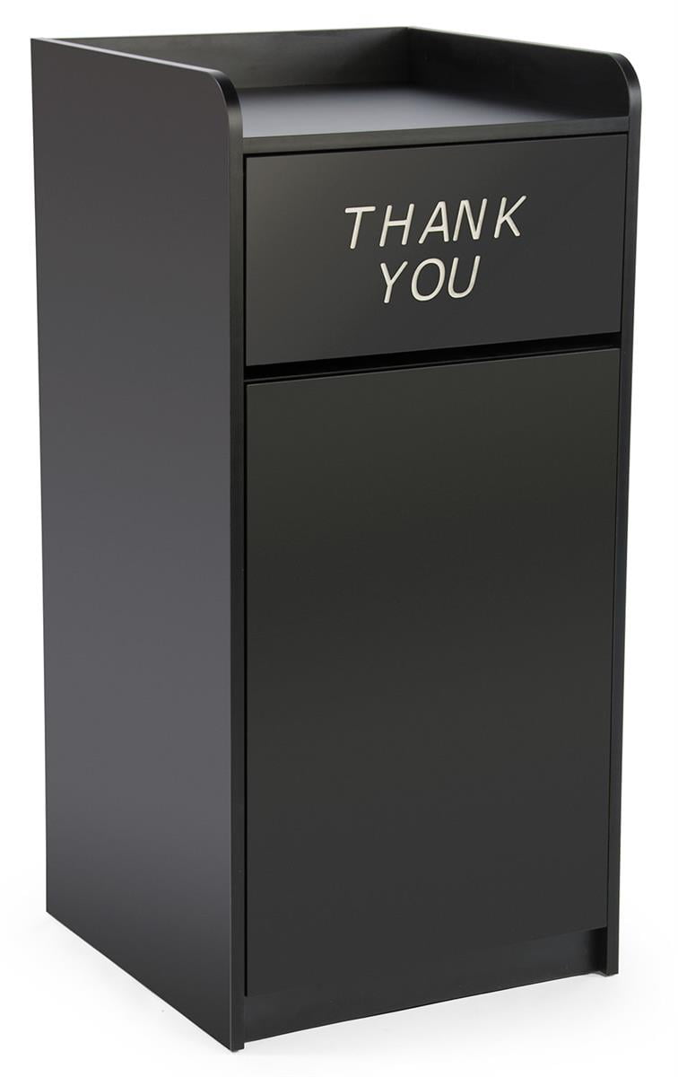 Black Melamine 36 Gallon Trash Bin with Tray Holder