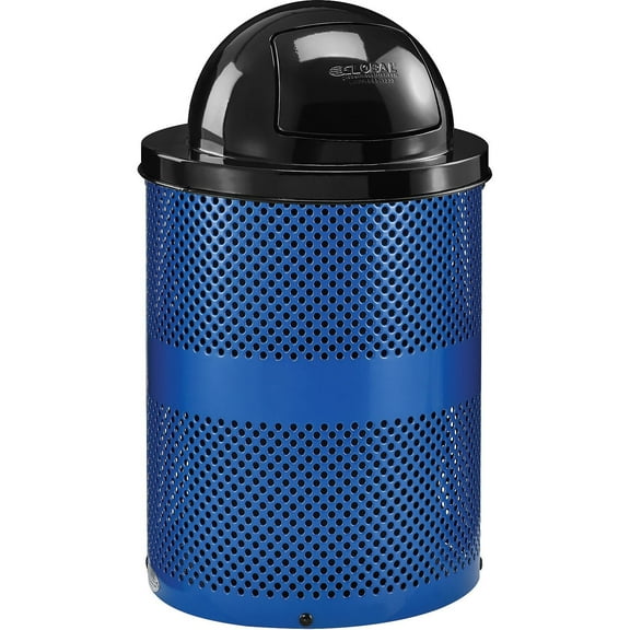 36 Gallon Thermoplastic Coated Perforated Receptacle w/Dome Lid, Blue