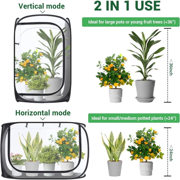 36'' Garden Mesh Plant Cover, 2 Pack Pop Up Plant Protector Strawberry Cover Garden Net Cage Wind Protection for Plants Outdoor with Storage Bag 24 x 24 x 36 Inches