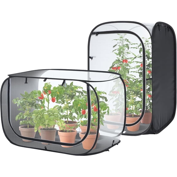 36'' Garden Mesh Plant Cover, 2 Pack Pop Up Plant Protector Strawberry Cover Garden Net Cage Wind Protection for Plants Outdoor with Storage Bag 24 x 24 x 36 Inches