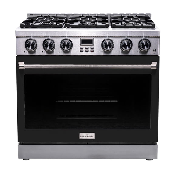 36" Gas Range + Black Door