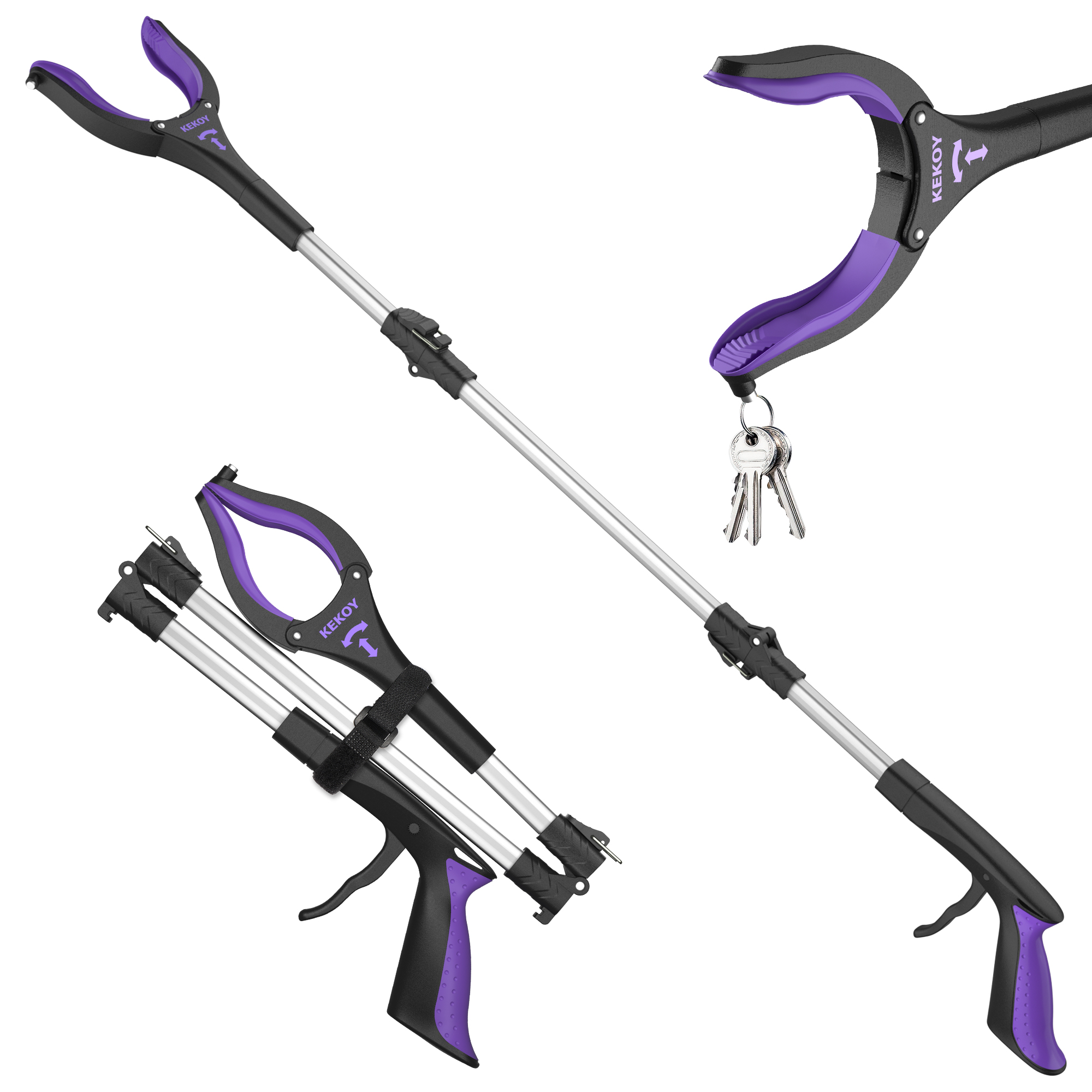 Kekoy 36 Foldable Grabber Reacher Anti Slip Rotating Jaw Magnet 