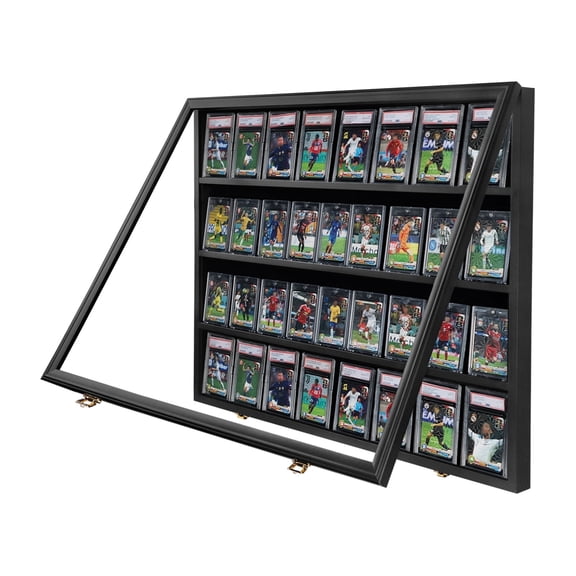 36 Graded Card Display Case - Wall-Mount Football display case - Lockable Box with UV Protection Acrylic for Display Basketball Hockey Football Card - 1 Pack