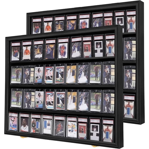 36 Graded Sports Card Display Frame 2 Pack - Baseball, Basketball, Football, Hockey Card Display Case - Lockable, UV Protection Acrylic