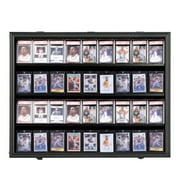 36 Graded Sports Card Display Frame - Baseball Card Display Case Lockable Trading Card Collector Wall Display Holder For Basketball Football Hockey Cards, 98% UV Protection Acrylic,Black