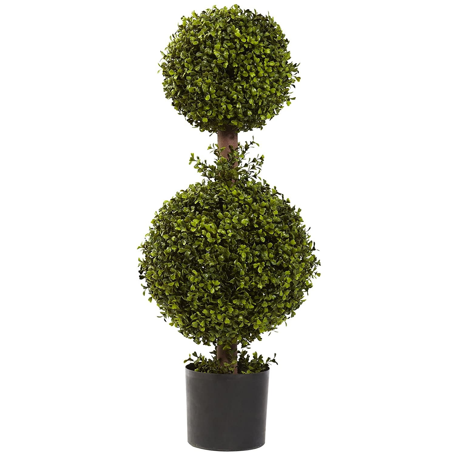 36" Green Double Sphere Artificial Boxwood Topiary Potted Plant