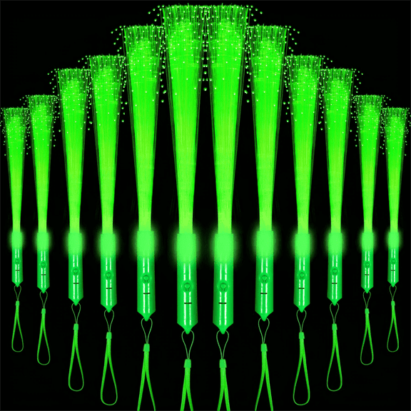 36 Green luminous fiber optic sticks, LED luminous sticks, 3 flashing modes, suitable for Halloween parties, concerts, luminous parties, wedding parties, birthday parties, Christmas parties
