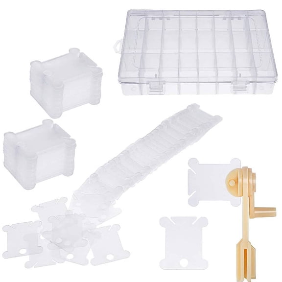 36 Grids Clear Plastic Organizer Box Container Craft Storage with Adjustable Dividers for Beads Organizer Art DIY Crafts Jewelry Fishing Tackles 1 Floss Winder & Color Chip
