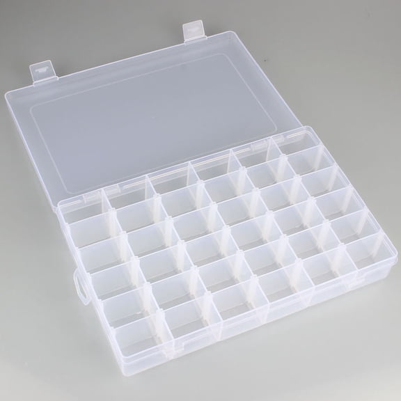 36 Grids Electronic Components Storage Box, Small Parts Organizer with Clear Lid and Numbered Compartments for Resistors, Capacitors, LEDs, Screws