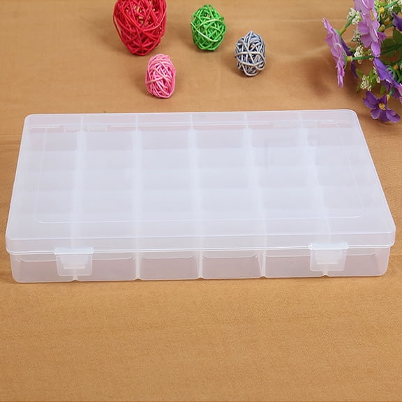 36 Grids Plastic Storage Organizer Box, Clear Jewelry Bead Container with Adjustable Dividers, Durable Transparent Compartment Box for Art Diy Crafts Small Parts Earrings Rings Home Office Storage
