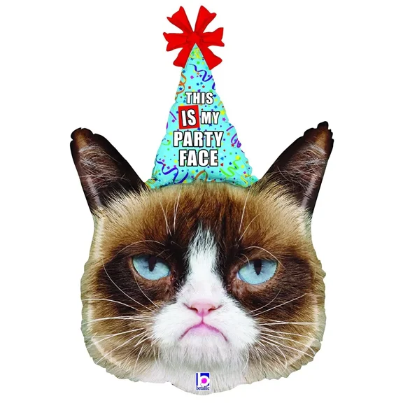 36" Grumpy Cat Happy Birthday Foil Balloon Party Decorating Supplies