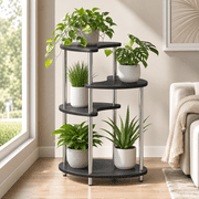 36"H 4-Tier Indoor Plant Stand, Metal Flower Pot Holder Display Shelf for Home D cor