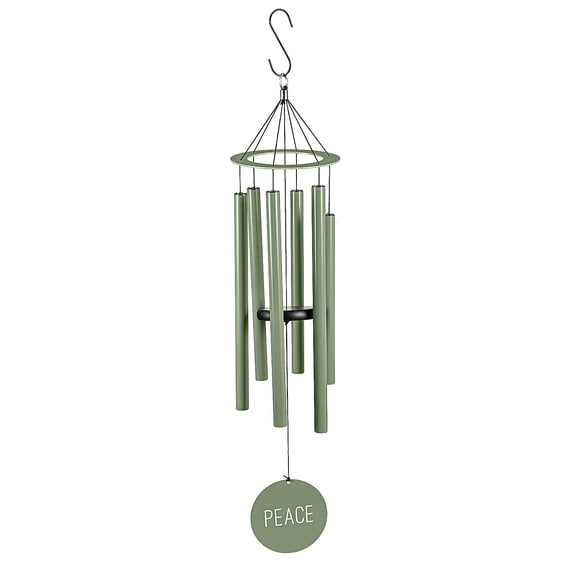 36"H Laser Etched Painted Wood Hand Tuned Windchime, "Peace", Scale "E"