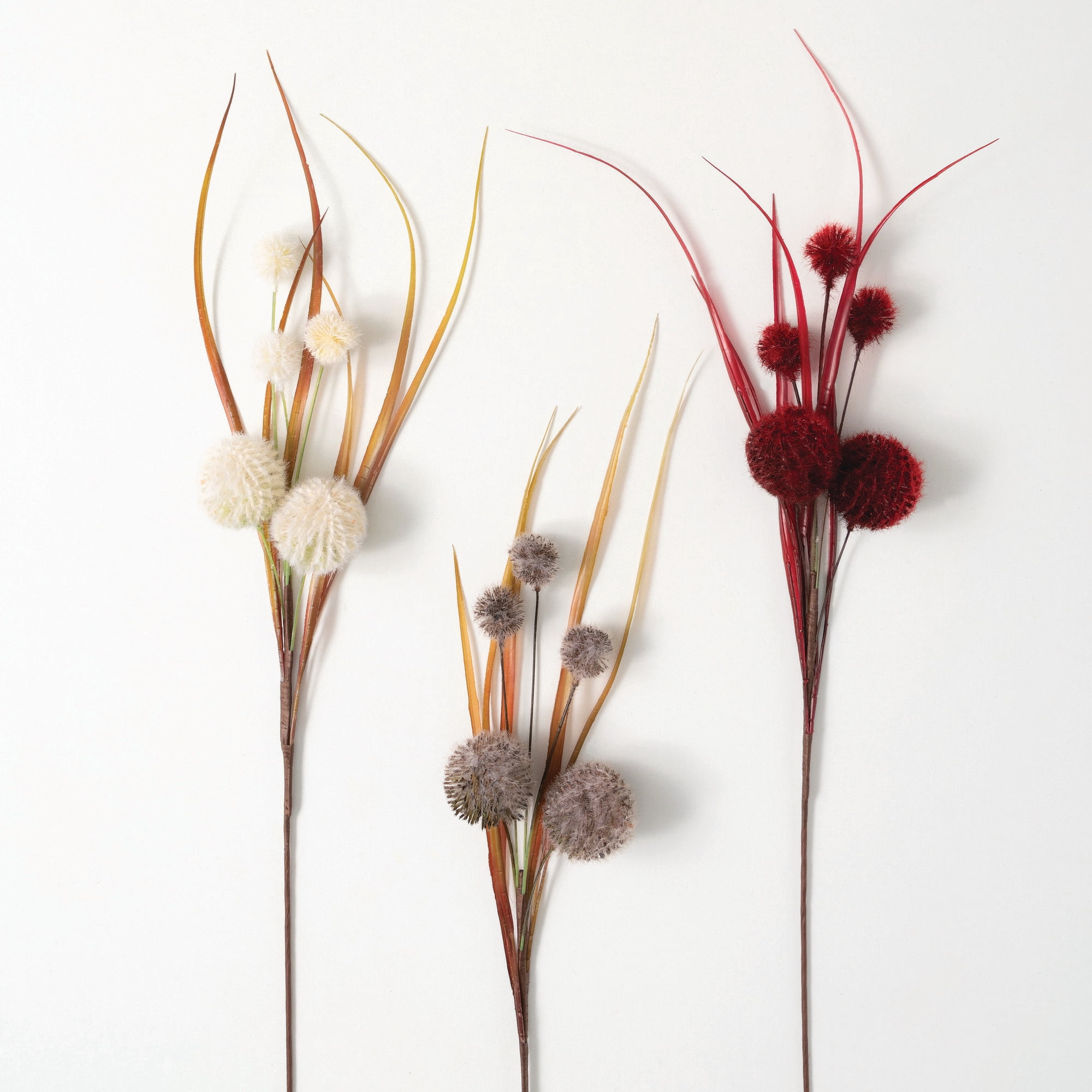 36"H Sullivans Pom Pom Grass Spray - Set of 3, Multicolored