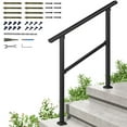 thumbnail image 1 of 36" H x 40.4" W Black Wrought Iron Stair Railing Kit Handrails for Outdoor Steps Fit 2 or 3 Steps (2 Pack), 1 of 9