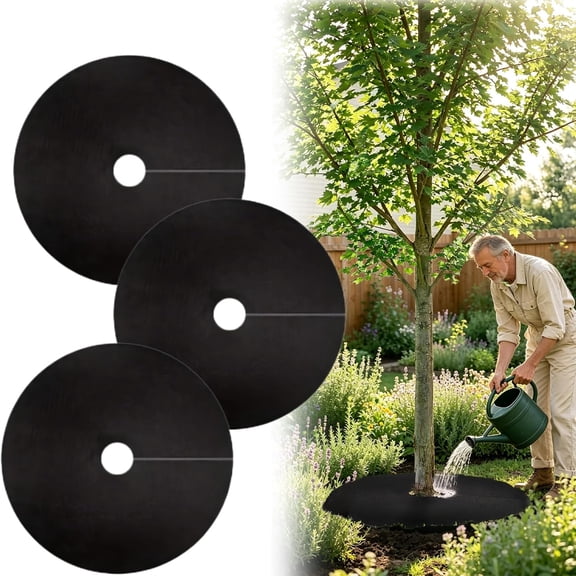 36" Heavy Duty Non-Woven Tree Mulch Ring, Reusable Weed Barrier Mat for Tree Root Protection, Breathable Landscape Fabric Ground Cover for Weed Control(3pcs)Q