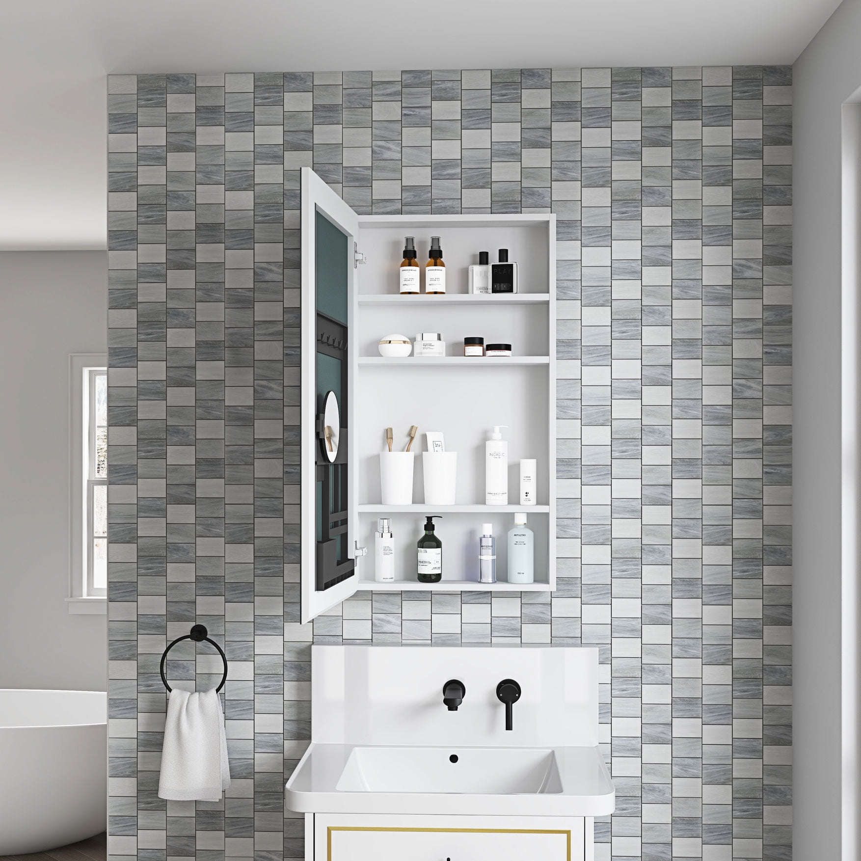 36'' High Bathroom Mirror Cabinet / Long Service Life & Tidy Storage ...