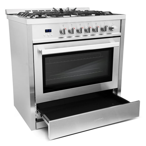 36 In. 3.8 Cu. Ft. Single Oven Gas Range With 5 Burner Cooktop And Heavy Duty Cast Iron Grates In Stainless Steel