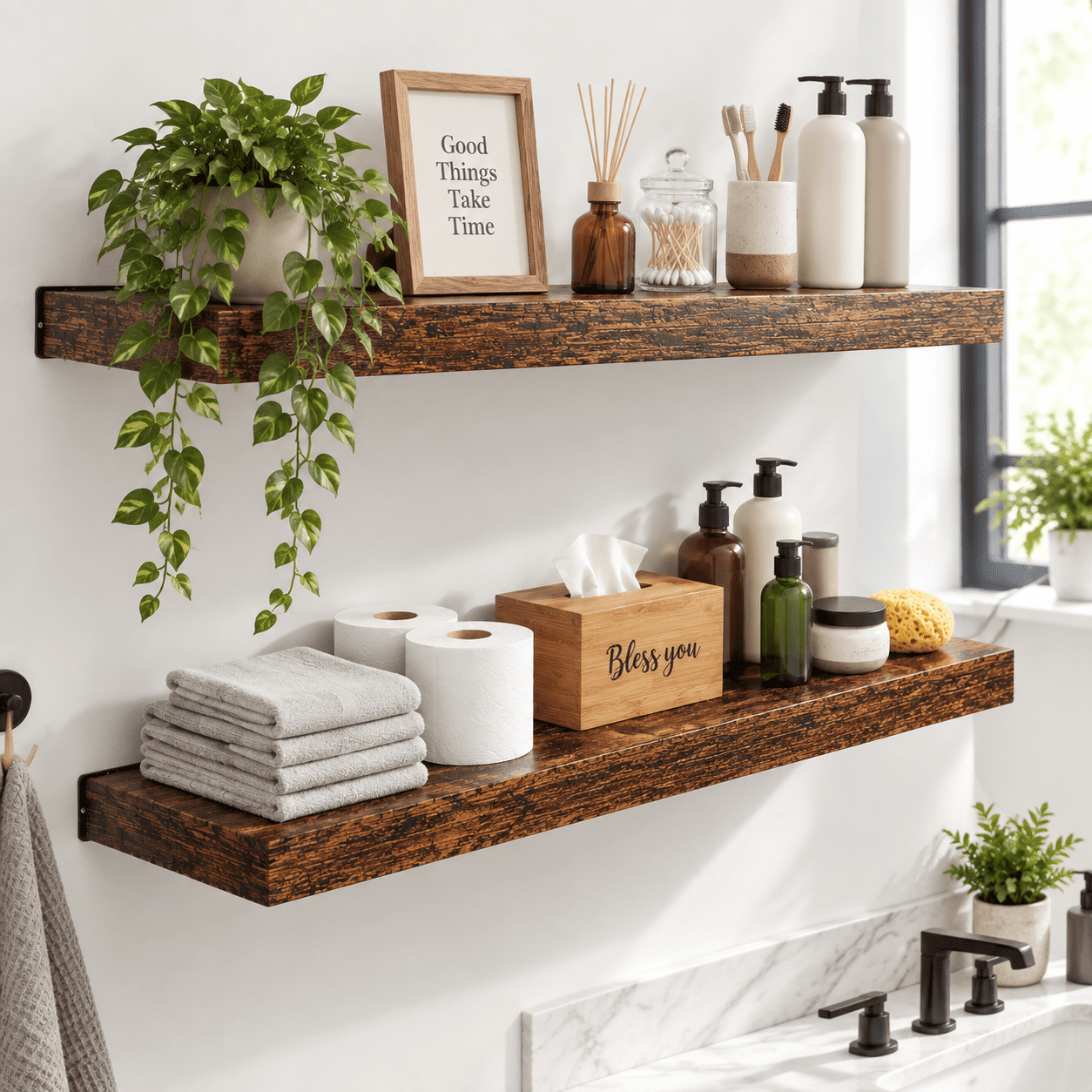 36 In Floating Shelves For Wall Decor Color Brown Pack 2 - Walmart.com