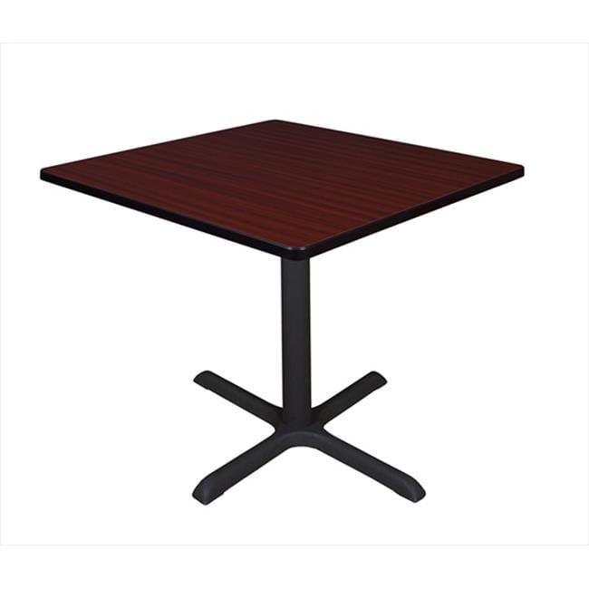 Cain 36" Mahogany Laminate Square Dining Table with Steel X-Base