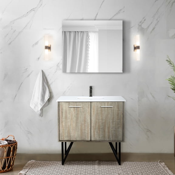 36 In. W X 20 D Rustic Bathroom Vanity With Marble Countertop And Rose Gold Faucet - Soft Close Exterior Architecture, Scratch Stain , Ample Storage Capacity Made Realizable Feature,