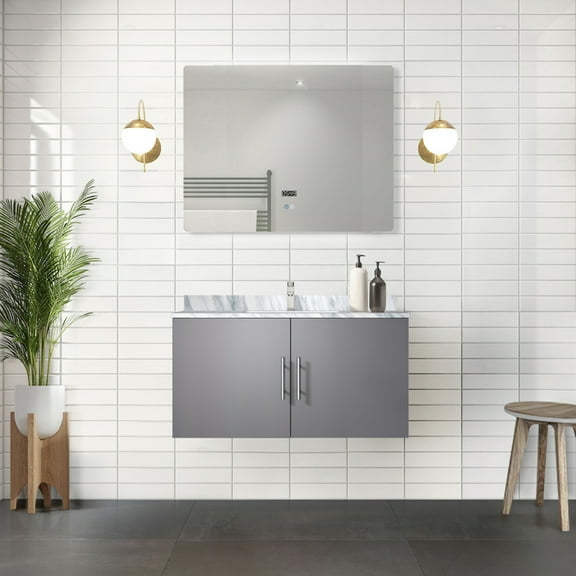 36 In. W X 22 D Dark Grey Bathroom Cabinet - Soft Close And Substantial Inner Fully Assembled For Easy Installation Solid Wood Storage Vanity Feature Quick