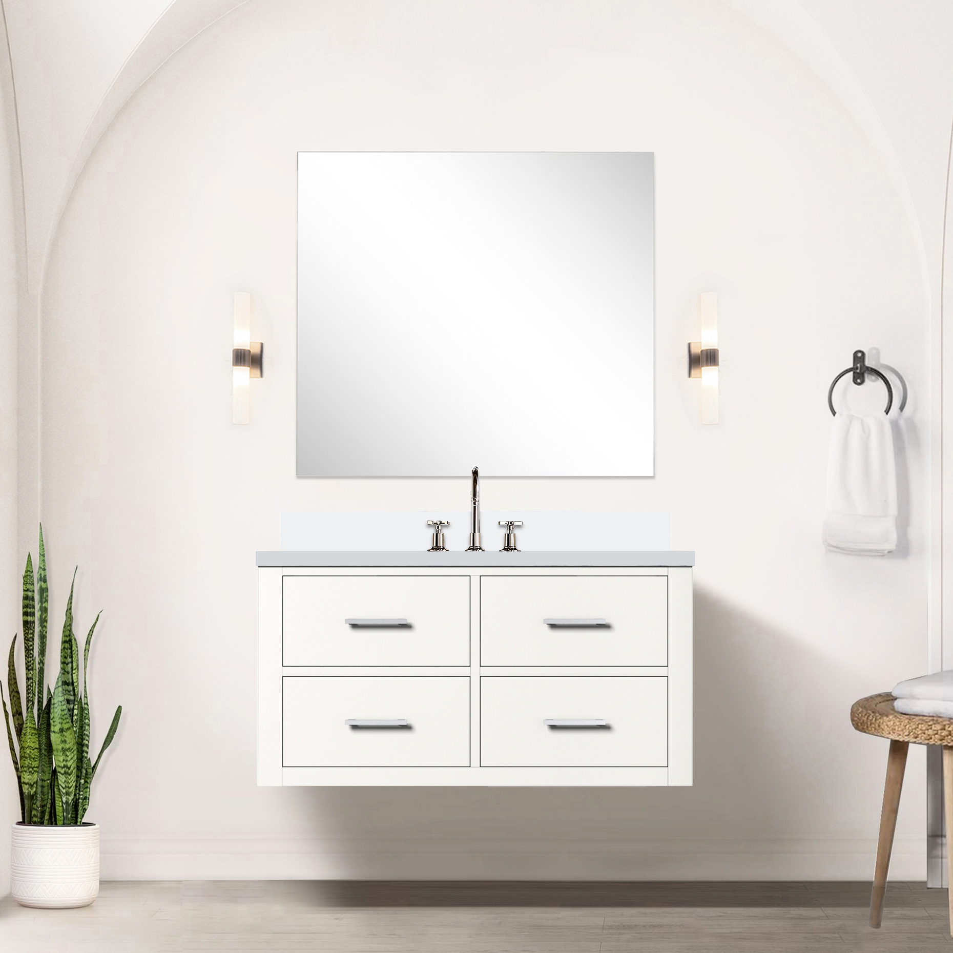 Vanity Razor 36 In. W X 22 D White Bathroom Vanity - Cultured Marble Top & Solid ...