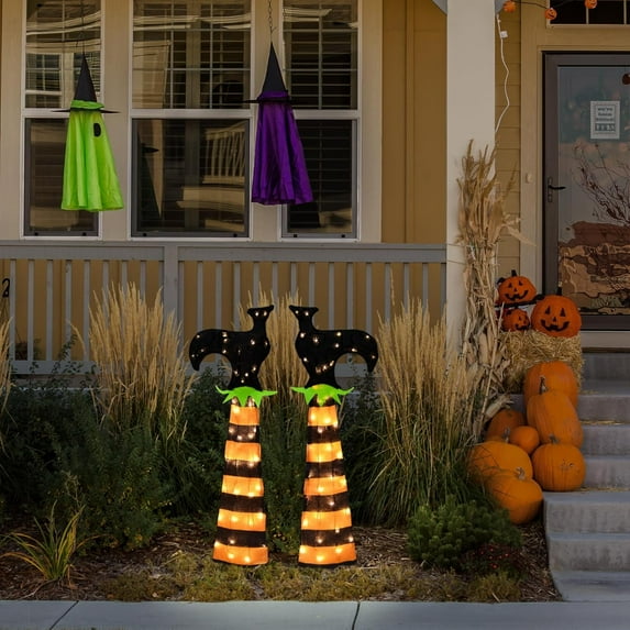 36 Inch 3D Upside Down Witch Legs Halloween Outdoor LED Yard Decor
