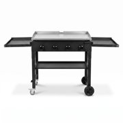 36 Inch 4 Burner Foldable Propane Gas Griddle Portable Outdoor Cooking Station with Side Shelves
