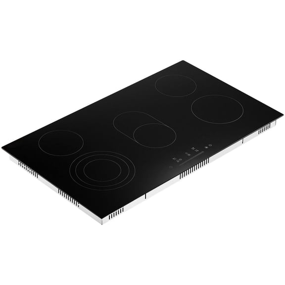 36 Inch 5 Burner Built-in Electric Cooktop 8600W Ceramic Glass Touch Control Timer Child Lock 9 Heat Levels 220-240V Hardwire