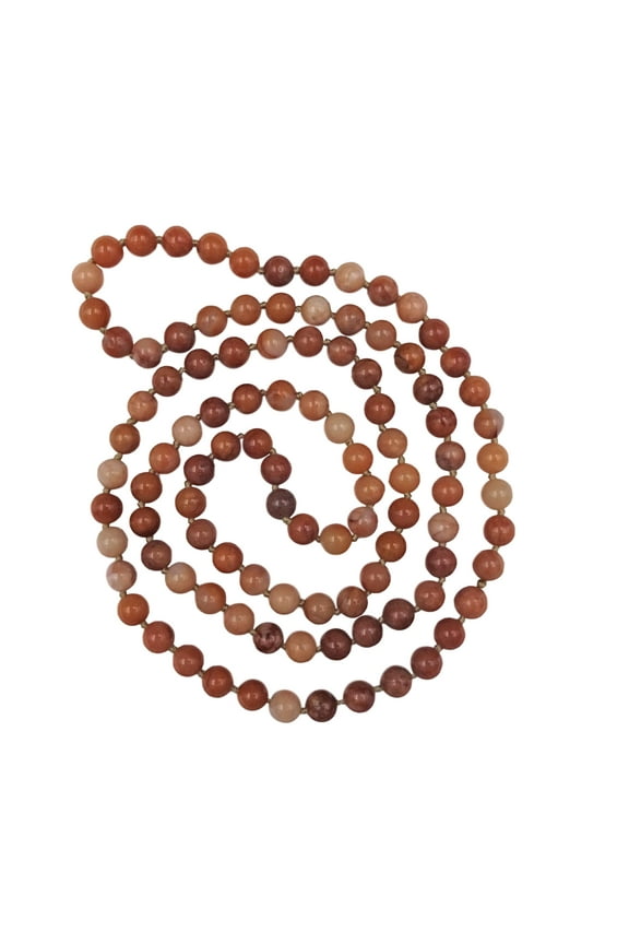 36 Inch 7.50 8MM Polished Genuine Pink Aventurine Stone Endless Infinity Long or Opera Length Beaded Chakra Mala Strand Necklace.