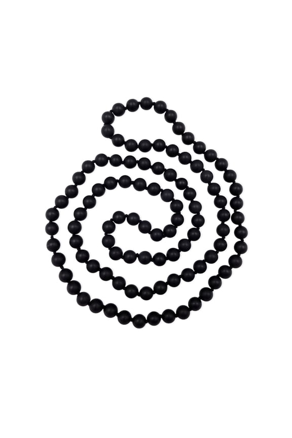 36 Inch 8MM Matte Finish Semi-precious Genuine Black Onyx Stone Long Endless Infinity Beaded Strand Necklace.