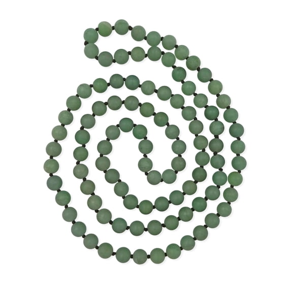 36 Inch 8MM Matte Finish Semi-precious Genuine Green Aventurine Long Endless Infinity Beaded Strand Necklace.