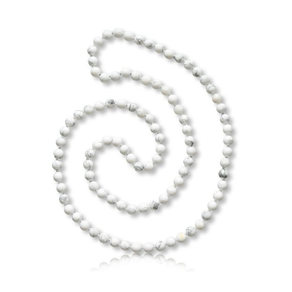 36 Inch 8MM Matte Finish Semi-precious Genuine White Howlite Long Endless Infinity Beaded Strand Necklace.