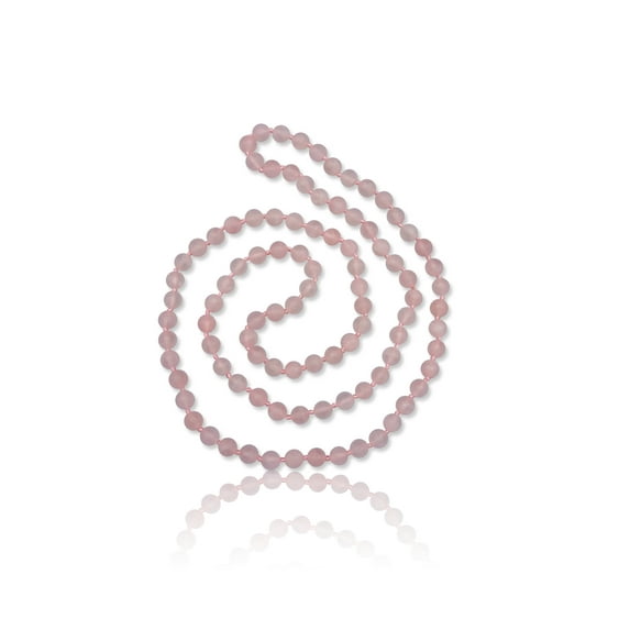 36 Inch 8MM Matte Finnish Genuine Semi-Precious Stone Endless Infinity Long Beaded Strand Necklace. (Rose Quartz)