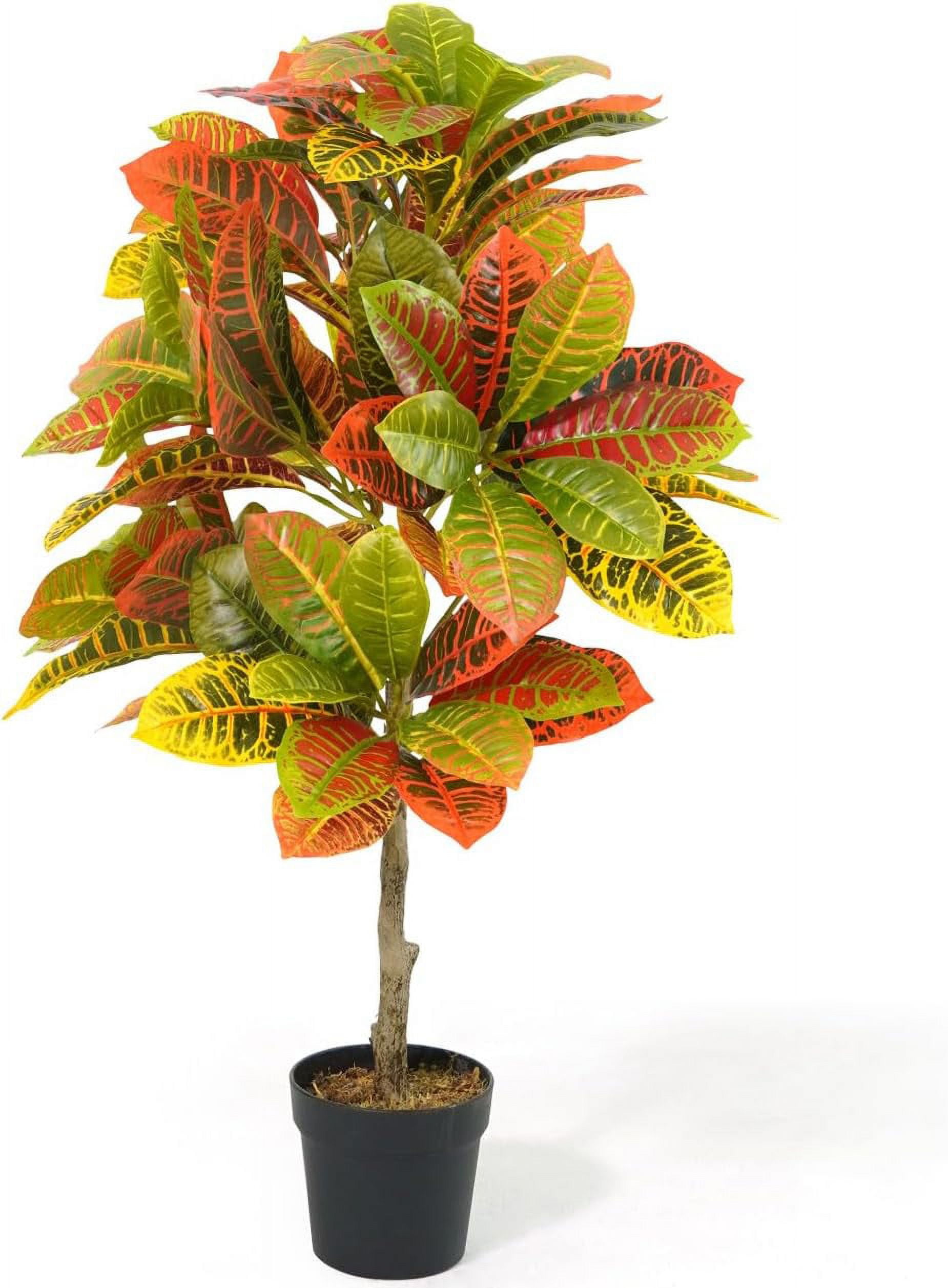 36 Inch Artificial Croton Topiary Tree with Plastic Pot and Moss