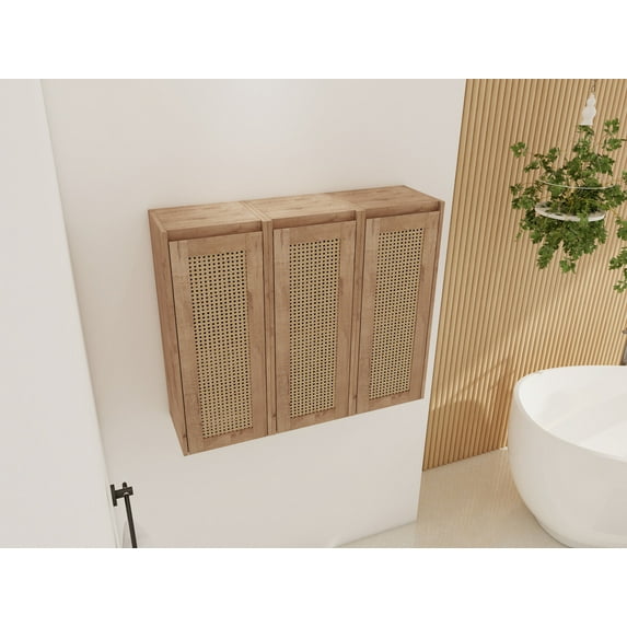 36 Inch Bathroom Storage Cabinet with Soft Close Doors, Floating Wall Mount Design, Spacious Organizer for Bath Essentials, Easy Assembly