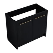 36 Inch Bathroom Vanity Cabinet - Black Chestnut, Freestanding Version Easy Assembly