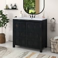 thumbnail image 1 of ANTSUK Retro Espresso Bathroom Vanity Cabinet with Sink Combo, Solid Wood, 36 Inch, 1 of 9