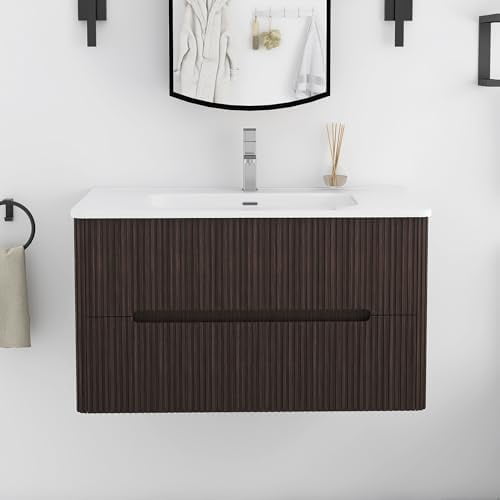 36-Inch Bathroom Vanity with Sink, Modern Wall Mounted Floating ...