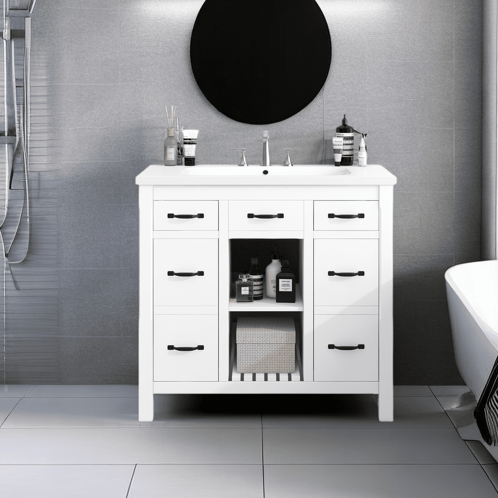 36 Inch Bathroom Vanity with Undermount Sink,Modern Bathroom Storage Cabinet with 2 Drawers and ...