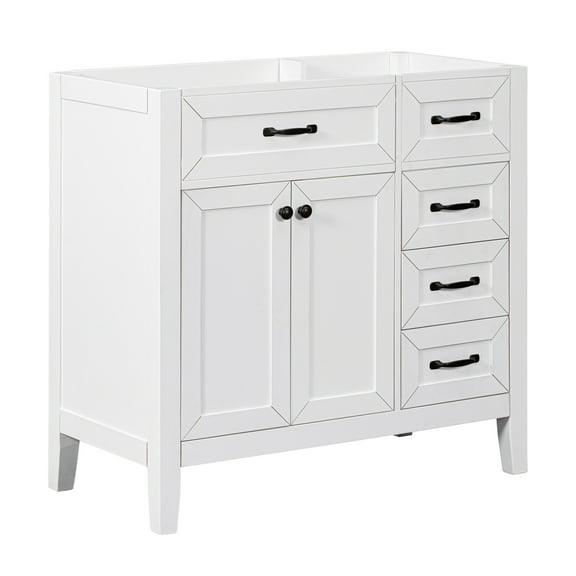 36 Inch Bathroom Vanity, Bathroom Vanity With 3 Drawers, Storage Space, Solid Wood Frame, Door Waterproof Cabinet Base Only Modern Bathroom Storage Cabinet