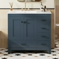 thumbnail image 1 of 36 Inch Bathroom Vanity with Ceramic Sink, Modern Storage Cabinet with 2 Soft-close Doors and 5 Drawers for Bathroom Organization, Blue, 1 of 10