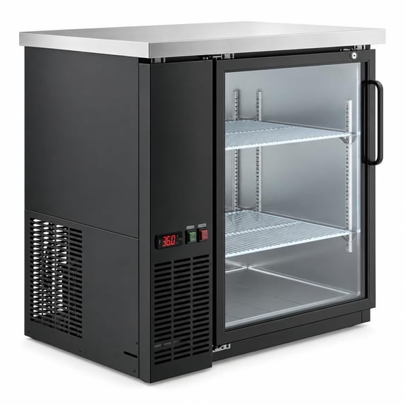 36-Inch Black Glass Door Back Bar Refrigerator, Counter Height ...