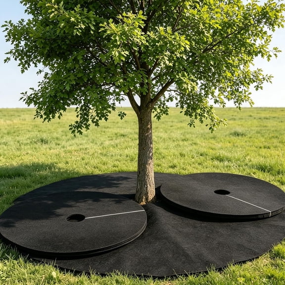 36 Inch Black Non-Woven Tree Mulch Ring,Heavy Duty Weed Barrier Root Protector Mat,Outdoor Landscaping Tree Skirt Root Barrier Ring for Garden Trees Weed Control (2pcs)