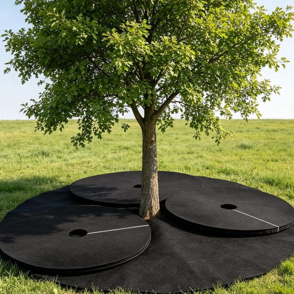 36 Inch Black Non-Woven Tree Mulch Ring,Heavy Duty Weed Barrier Root Protector Mat,Outdoor Landscaping Tree Skirt Root Barrier Ring for Garden Trees Weed Control (3pcs)